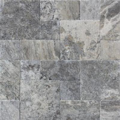 Silver Travertine 3cm Paver Roman Pattern