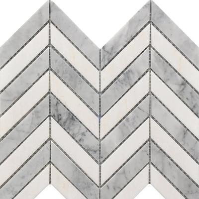 Rialto Chevron WH & GR Marble MOS 11x12