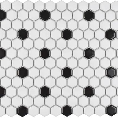 Mood Mosaics MG Wh/blk 12x12 Mos. Hexagon 1x1