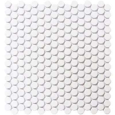 Mood Mosaics BG White Penny Round 12x12 MOS
