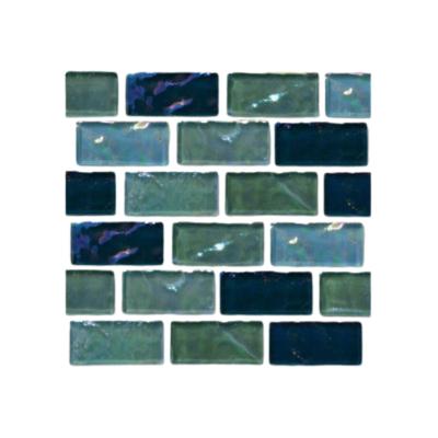 Aquabella Shimmer Aquamarine Blend 1x2 Glass Mosaic 12"x12" Pool Tile (SH-1294)
