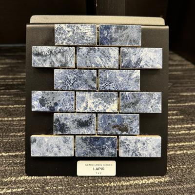 Aquabella Gemstones Lapis 1x2 Porcelain Mosaic 12"x12" Pool Tile