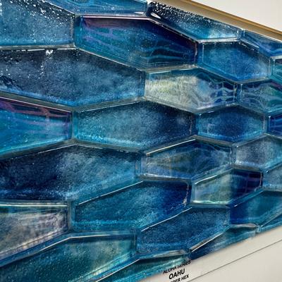 Aquabella Aloha Oahu Border Hex Glass Mosaic 12"x12" Pool Tile - Hover