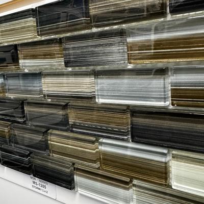 Aquabella Monet Stormy 1x2 Glass Mosaic 12"x12" Pool Tile (MS-1285) - Hover