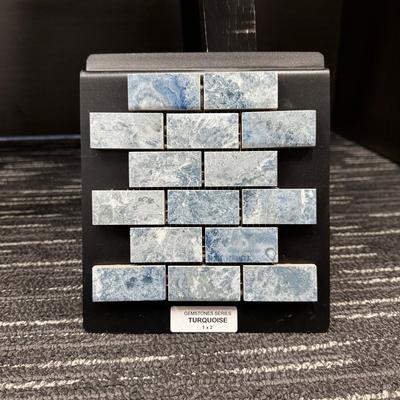 Aquabella Gemstones Turquoise 1x2 Porcelain Mosaic 12"x12" Pool Tile - Hover