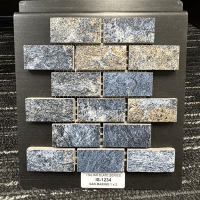 Aquabella Italian Slate San Marino 1x2 Porcelain Mosaic 12"x12" Pool Tile (IS-1234) - Hover