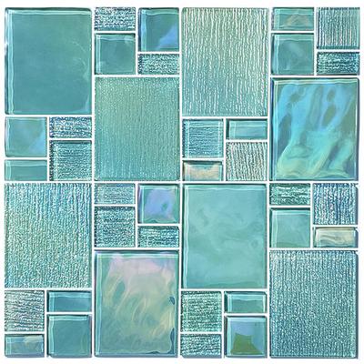 Avalon Seafoam Mixed Glass Mosaic 12"x12" Pool Tile