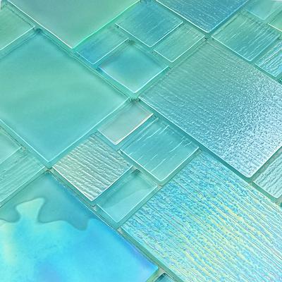 Avalon Seafoam Mixed Glass Mosaic 12"x12" Pool Tile - Hover