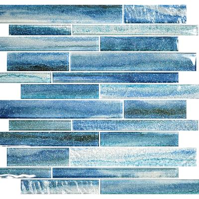Coastal Sands Tidal Blue Mixed Glass Mosaic 12"x12" Pool Tile