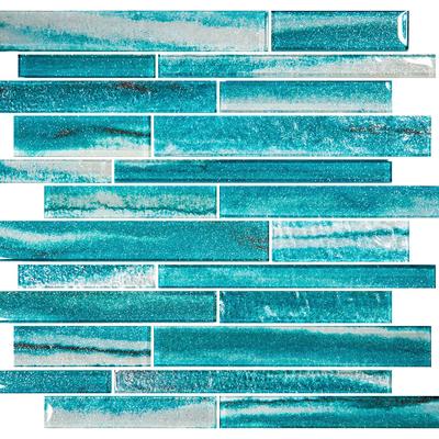 Coastal Sands Aquamarine Mixed Glass Mosaic 12"x12" Pool Tile