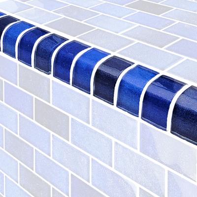 Crystal Waters Trim Deep Sea Glass Bullnose Pool Tile (Covering 1 Linear Foot)