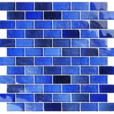 Crystal Waters Deep Sea 1x2 Glass Mosaic 12"x12" Pool Tile