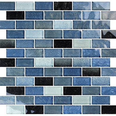 Crystal Waters Lagoon 1x2 Glass Mosaic 12"x12" Pool Tile