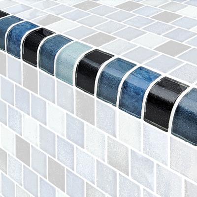 Crystal Waters Trim Lagoon Glass Bullnose Pool Tile (Covering 1 Linear Foot)