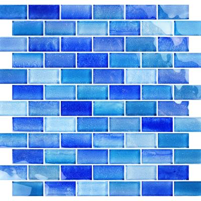 Crystal Waters Surf 1x2 Glass Mosaic 12"x12" Pool Tile