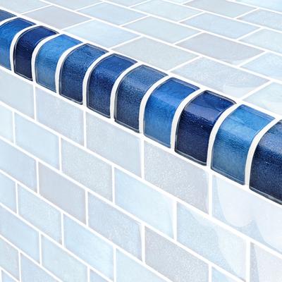 Crystal Waters Trim Gulf Stream Glass Bullnose Pool Tile (Covering 1 Linear Foot)