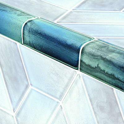 Dimension Trim Morning Fog Glass Bullnose Pool Tile (Covering 1 Linear Foot)