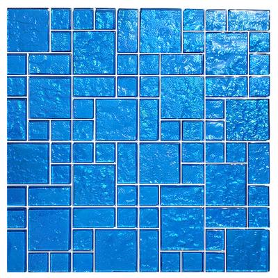 Galaxy Blue Mixed Glass Mosaic 12"x12" Pool Tile