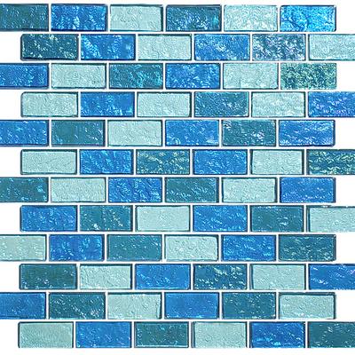 Galaxy Blue Blend 1x2 Glass Mosaic 12"x12" Pool Tile