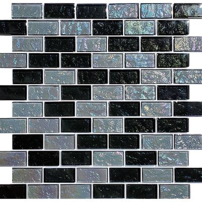 Galaxy Slate Blend 1x2 Glass Mosaic 12"x12" Pool Tile