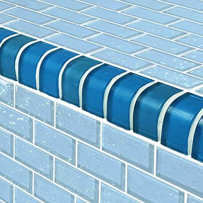 Galaxy Trim Blue 1x2 Glass Bullnose Pool Tile (Covering 1 Linear Foot)