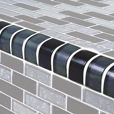Galaxy Trim Slate Blend 1x2 Glass Bullnose Pool Tile (Covering 1 Linear Foot)