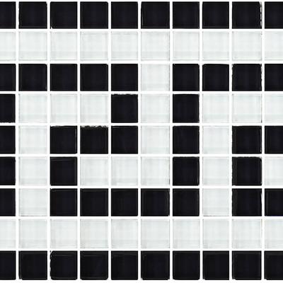 Greek Key Black White 5/8x5/8 Glass Mosaic 12"x12" Pool Tile