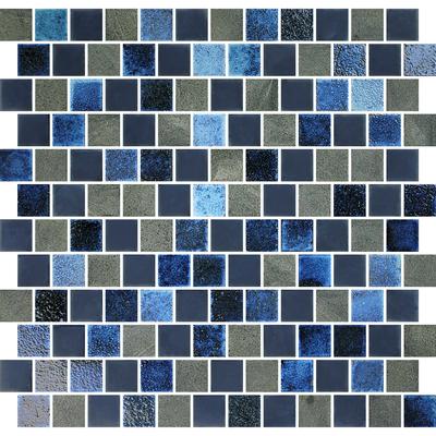Lunar Dark Blue Blend 1x1 Glass Mosaic 12"x12" Pool Tile