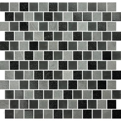 Lunar Black Gray Blend 1x1 Glass Mosaic 12"x12" Pool Tile