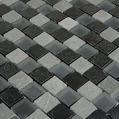 Lunar Black Gray Blend 1x1 Glass Mosaic 12"x12" Pool Tile - Hover
