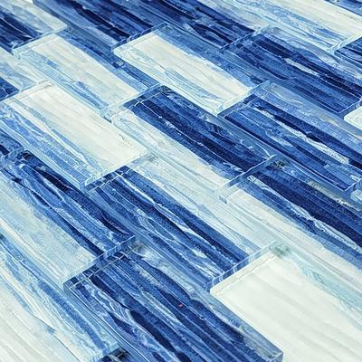Mirage Blue Blend 1.5x3 Glass Mosaic 12"x12" Pool Tile - Hover