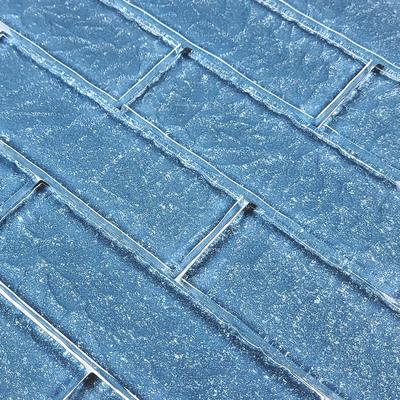 Moonscape Steel Blue 2x6 Glass Mosaic 12"x12" Pool Tile - Hover