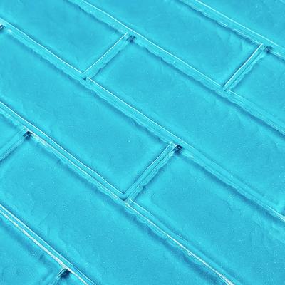 Moonscape Turquoise 2x6 Glass Mosaic 12"x12" Pool Tile - Hover