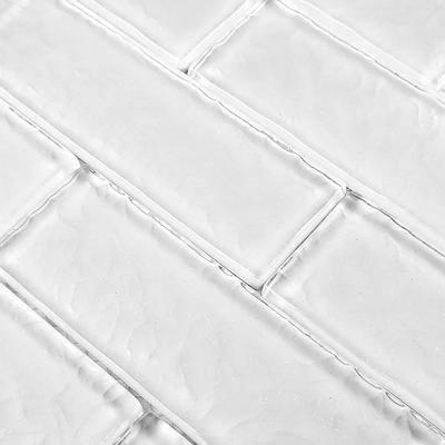 Moonscape White 2x6 Glass Mosaic 12"x12" Pool Tile - Hover