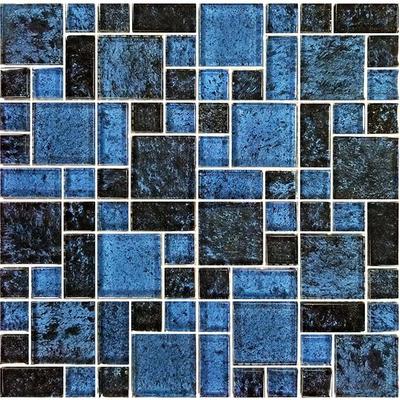 Nightfall Azure Black Mixed Glass Mosaic 12"x12" Pool Tile
