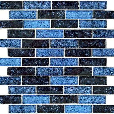 Nightfall Azure Black 1x3 Glass Mosaic 12"x12" Pool Tile