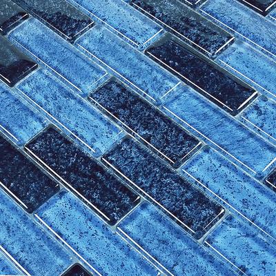Nightfall Azure Black 1x3 Glass Mosaic 12"x12" Pool Tile - Hover