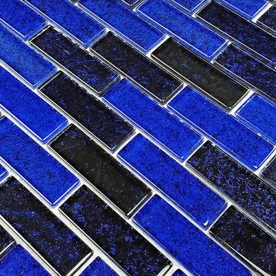 Nightfall Cobalt Black 1x3 Glass Mosaic 12"x12" Pool Tile - Hover