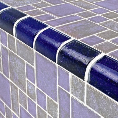 Nightfall Trim Cobalt Black Glass Bullnose Pool Tile (Covering 1 Linear Foot)