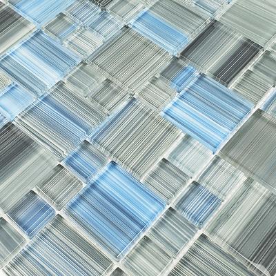 Watercolors Steel Blue Gray Blend Mixed Glass Mosaic 12"x12" Pool Tile - Hover