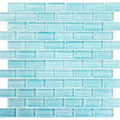 Watercolors Seafoam Blend 1x2 Glass Mosaic 12"x12" Pool Tile