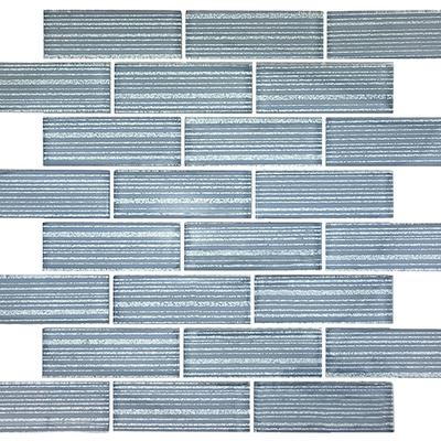 Pinnacle Metallic Gray 1.5x4 Glass Mosaic 12"x12" Pool Tile