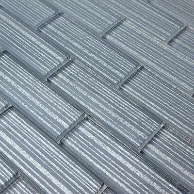 Pinnacle Metallic Gray 1.5x4 Glass Mosaic 12"x12" Pool Tile - Hover