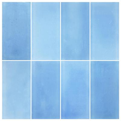 Sea Glass Tumbled Blue 3x6 Glass Mosaic 12"x12" Pool Tile
