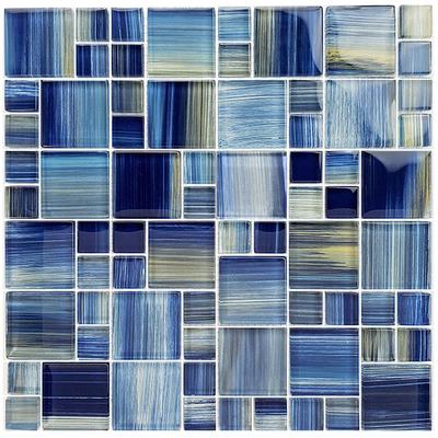 Watercolors Blue Blend Mixed Glass Mosaic 12"x12" Pool Tile
