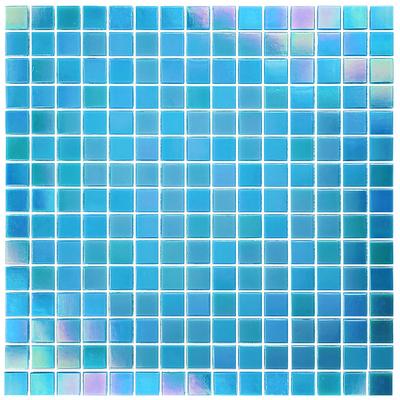 Venetian Caribbean Blue Iridescent 3/4x3/4 Glass Mosaic 12 7/8" x 12 7/8" Pool Tile
