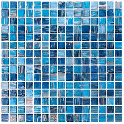 Venetian Blue Copper Blend 3/4x3/4 Glass Mosaic 12 7/8" x 12 7/8" Pool Tile