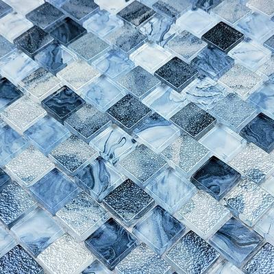 Signature Arctic Blue 1x1 Glass Mosaic 12"x12" Pool Tile - Hover