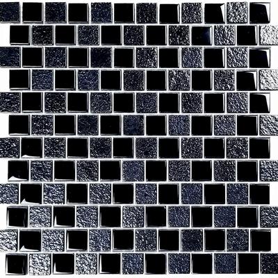 Signature Black 1x1 Glass Mosaic 12"x12" Pool Tile