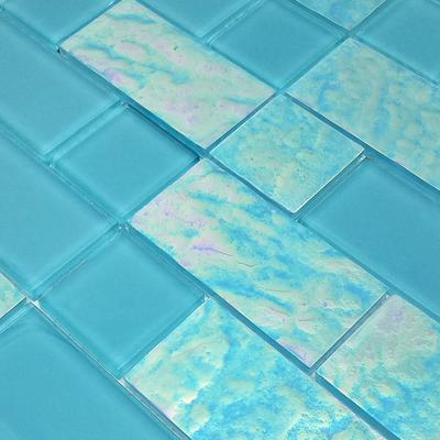 Twilight Turquoise Mixed Glass Mosaic 12"x12" Pool Tile - Hover
